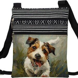Crossbody Bag Polyester Parson Jack Russell Terrier Small Ethnic Pattern